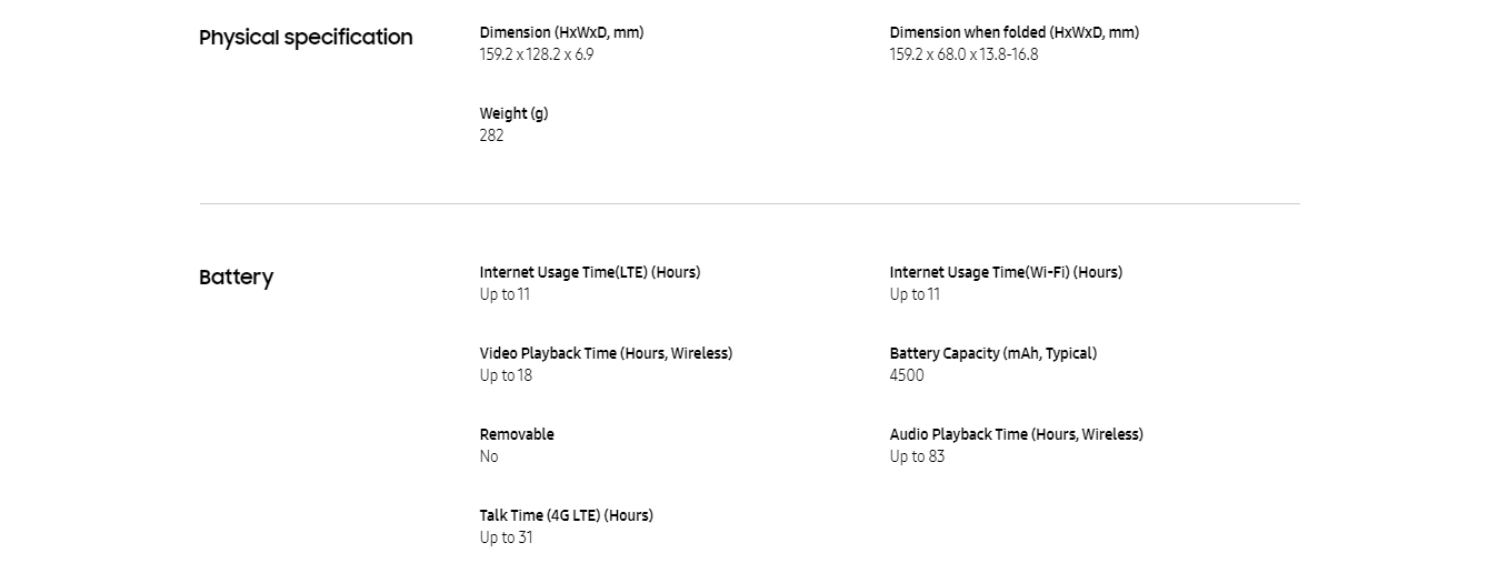 Features of the Samsung Galaxy Z Fold2